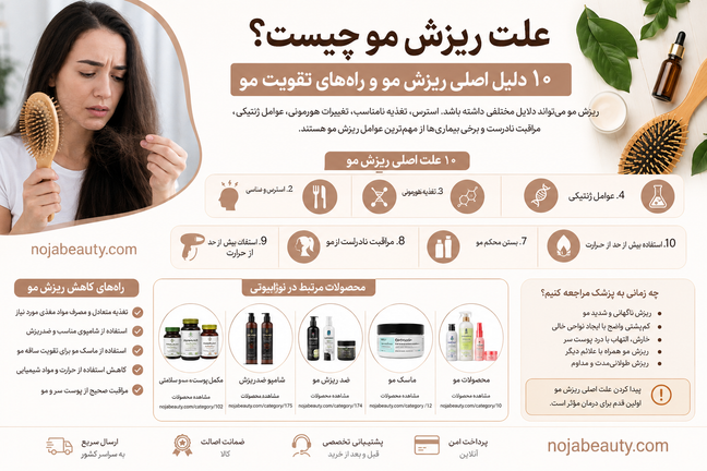 علت ریزش مو چیست؟ ۱۰ دلیل اصلی ریزش مو و راههای تقویت مو