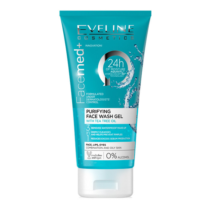 ژل شستشوی صورت اولاین درخت چای Eveline Facemed+ Tea Tree حجم 150 میلیلیتر مناسب پوست چرب و مختلط