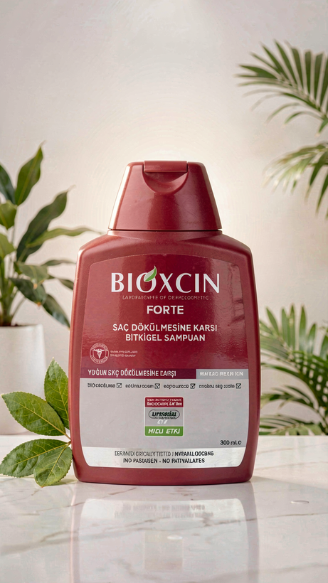 شامپو ضد ریزش مو بیوکسین مدل Forte حجم 300 میلیلیتر مناسب انواع مو با فرمول گیاهی BioComplex B11 برای تقویت ریشه و کاهش ریزش مو.
