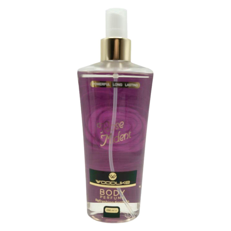 بادی اسپلش زنانه وودلایک مدل میدنایت رز rose mident حجم 250 میلی لیتر