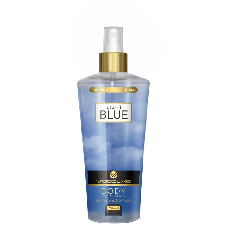 بادی اسپلش مردانه وودلایک مدل لایت بلو LIGHT BLUE حجم 250 ميلی لیتر