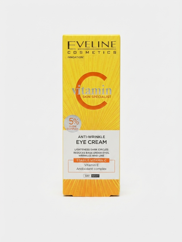 کرم دور چشم ضد چروک اولاین (Eveline) مدل Vitamin C حجم ۱۵ میلیلیتر – روشن کننده و ضد پف