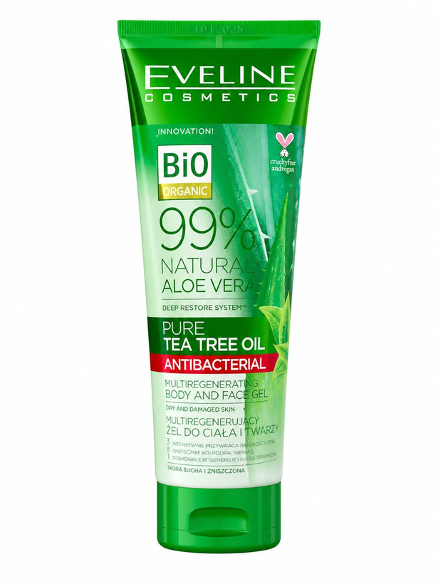 ژل صورت و بدن اولاین Bio Organic Aloe Vera 99% حاوی روغن درخت چای آنتیباکتریال
