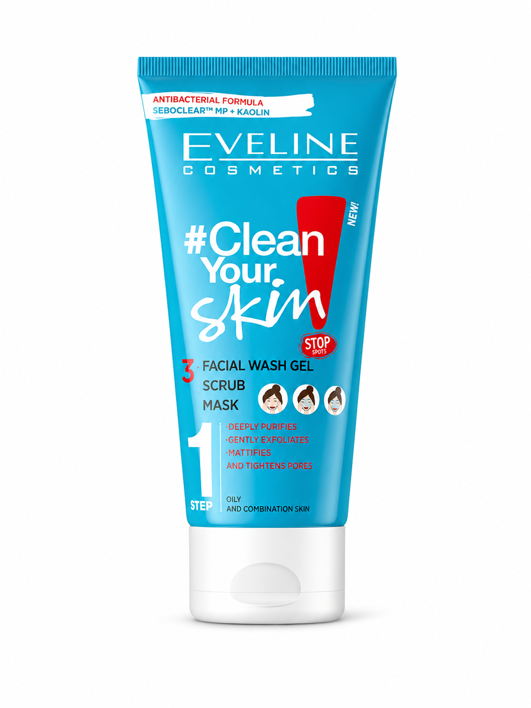 ژل شست‌وشو، اسکراب و ماسک صورت ۳ در ۱ اولاین مدل Clean Your Skin مخصوص پوست چرب و مختلط