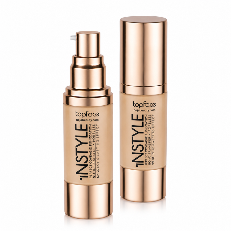 کرم پودر تاپفیس مدل پرفکت کاور Instyle Perfect Coverage Foundation SPF20 حجم 35 میلیلیتر با پوشش بالا و ماندگاری طولانی، مناسب انواع پوست.