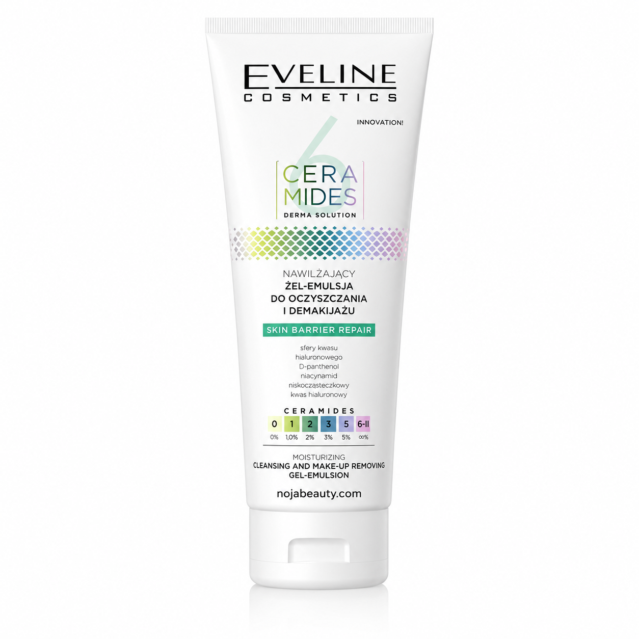 ژل  شستشو و پاک‌کننده آرایش صورت سرامید اولاین Eveline Ceramides 6 Skin Barrier Repair حاوی ۶ سرامید، نیاسینامید، هیالورونیک اسید و دی‌پانتنول، مناسب انواع پوست، حجم 250 میلی‌لیتر.