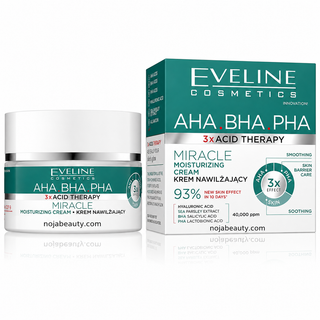 کرم مرطوبکننده و لایهبردار اولاین AHA BHA PHA 3x Acid Therapy حجم ۵۰ میلیلیتر با بستهبندی سبز و سفید