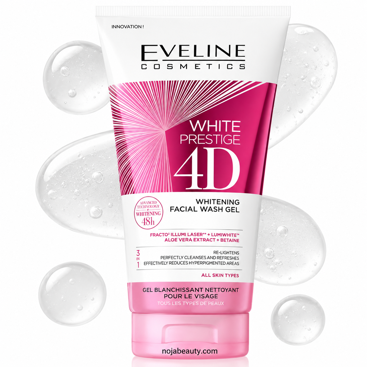 قیمت و خرید ژل شستشوی صورت روشن کننده اولاین White Prestige 4D حجم 200 میلی‌لیتر