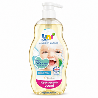 شامپو سر و بدن کودک یونی بیبی Uni Baby حجم ۹۰۰ میلیلیتر با فرمول ملایم و ترکیبات طبیعی