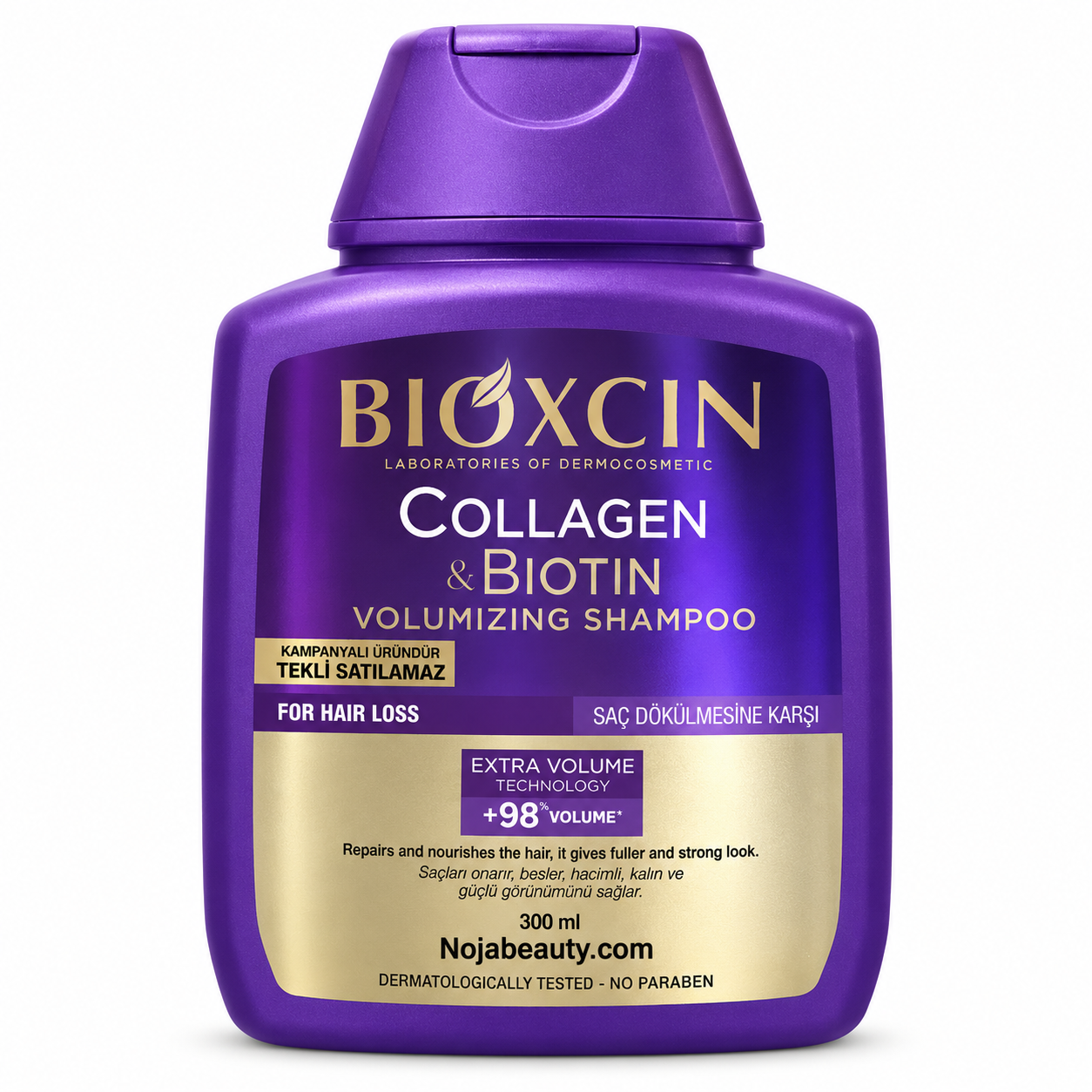 شامپو حجم دهنده بیوکسین مدل Collagen & Biotin حاوی کلاژن و بیوتین حجم ۳۰۰ میلی‌لیتر