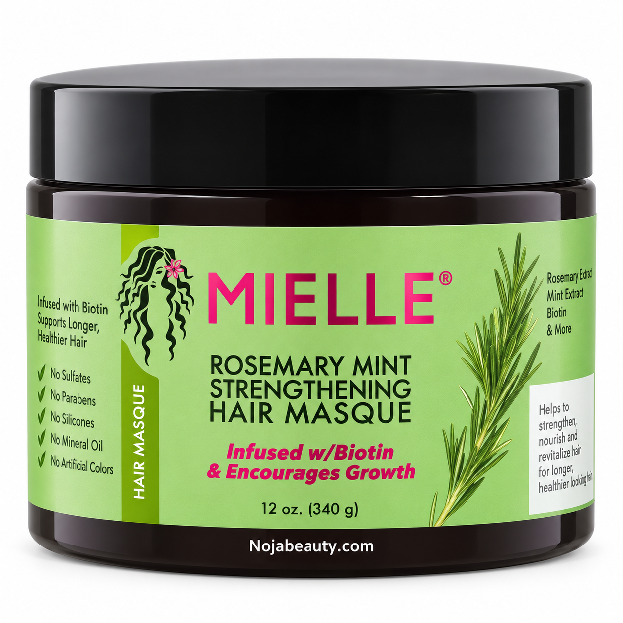ماسک مو تقویت کننده میله مدل Rosemary Mint حاوی بیوتین حجم ۳۴۰ گرم