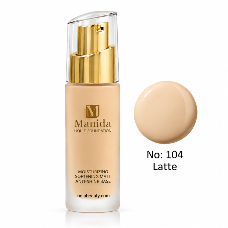خرید و قیمت کرم پودر مایع مانیدا مدل Liquid Foundation با جلوه مات و ضد براقی