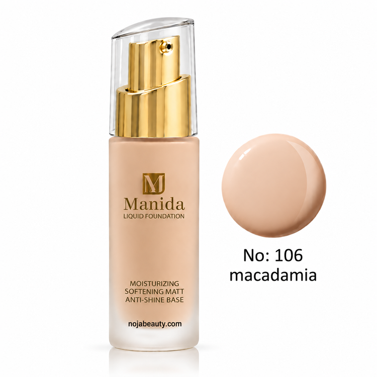 خرید و قیمت کرم پودر مایع مانیدا مدل Liquid Foundation با جلوه مات و ضد براقی