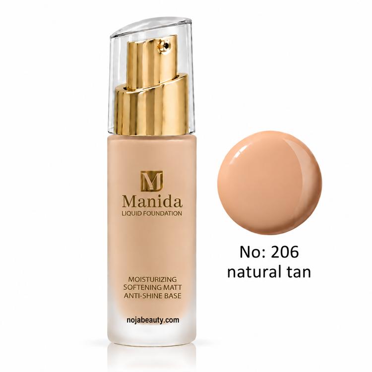 خرید و قیمت کرم پودر مایع مانیدا مدل Liquid Foundation با جلوه مات و ضد براقی