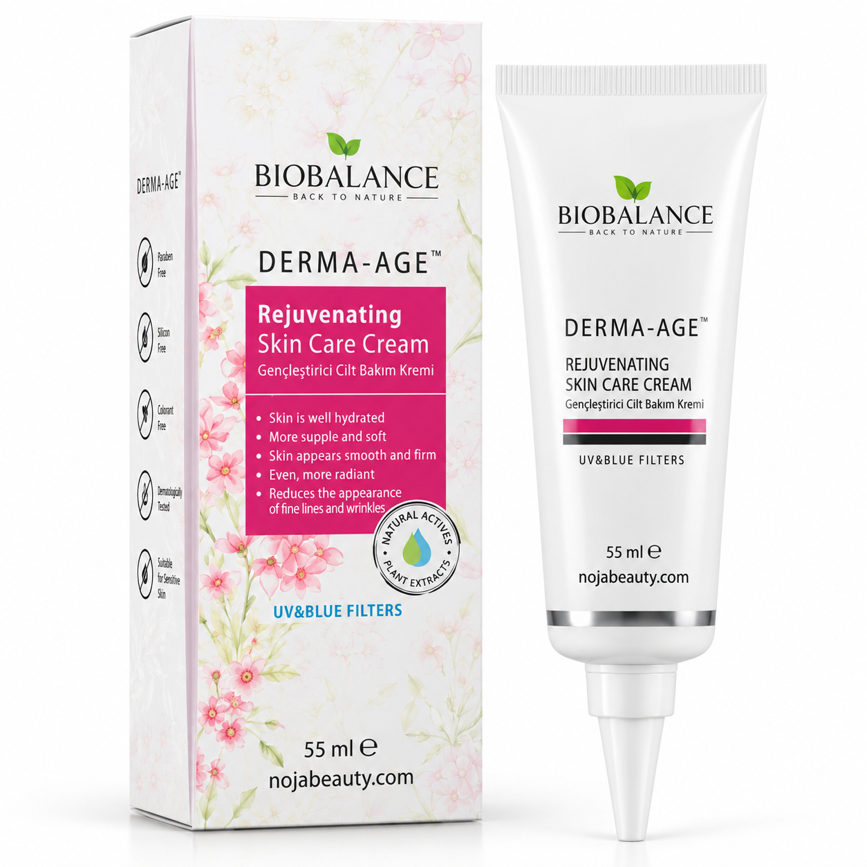 کرم جوان‌کننده و مرطوب‌کننده پوست بیوبالانس مدل Derma-Age حجم 55 میلی‌لیتر
