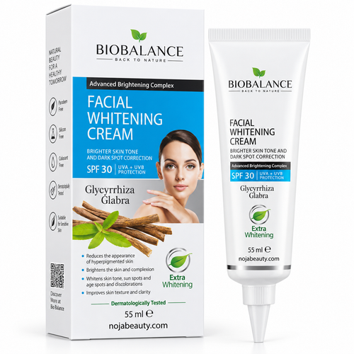 کرم روشنکننده صورت بیوبالانس مدل Facial Whitening Cream SPF30 حجم 55 میلیلیتر