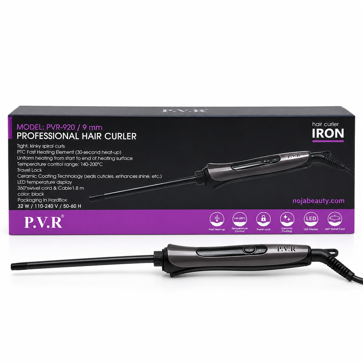 دستگاه فر کننده مو حرفه‌ای پالور مدل PVR-920 سایز 9 میلی‌متر
