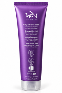 کرم فعالکننده فر آیانجی ING مدل Curly Activation Cream حجم ۱۵۰ میلیلیتر حاوی روغن آرگان و آووکادو مناسب موهای فر و موجدار