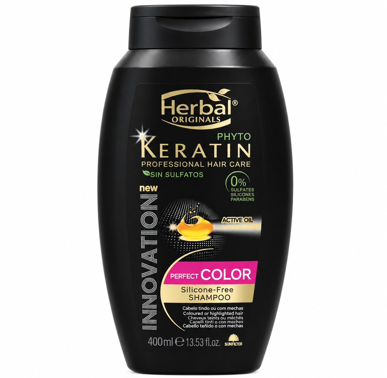 شامپو فیتو کراتین هربال مناسب موهای رنگ و دکلره شده مدل Perfect Color حجم ۴۰۰ میلی‌لیتر