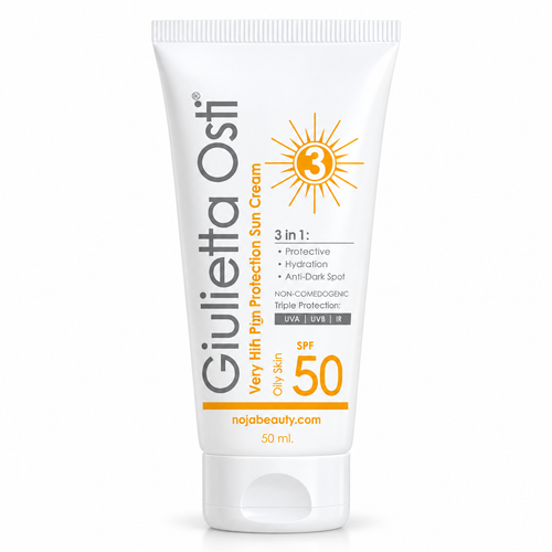 کرم ضدآفتاب بی رنگ جولیتا SPF50 مناسب پوست چرب و مختلط حجم ۵۰ میلیلیتر