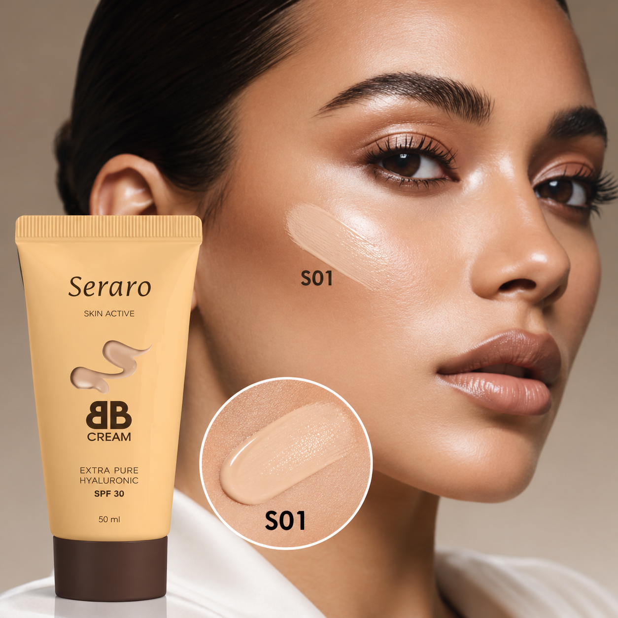 بی‌بی کرم سرا رو حاوی هیالورونیک اسید با SPF 30، حجم ۵۰ میلی‌لیتر، مناسب پوشش طبیعی و کمک به حفظ رطوبت پوست