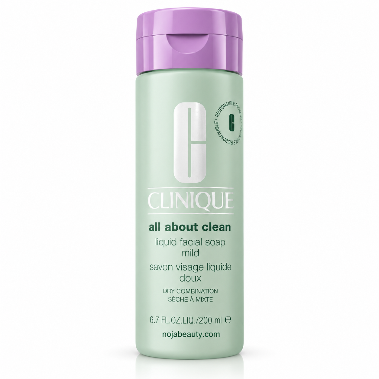 صابون مایع صورت کلینیک All About Clean مخصوص پوست خشک و مختلط حجم ۲۰۰ میلی‌لیتر با درب بنفش