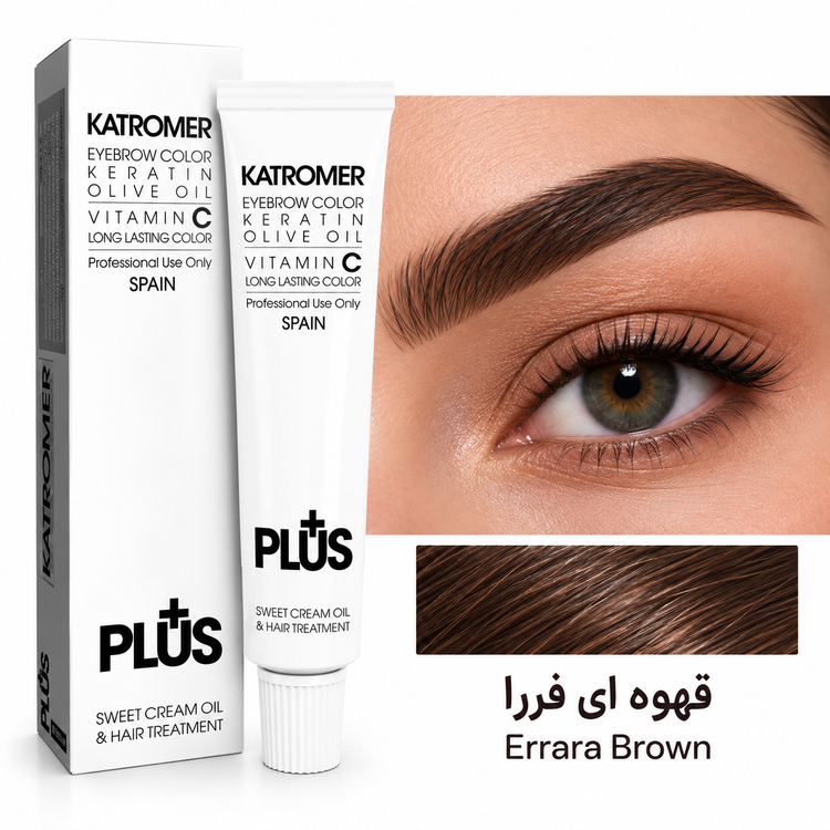 رنگ ابرو کاترومر پلاس با کراتین، روغن زیتون و ویتامین سی، مناسب رنگآمیزی ابرو