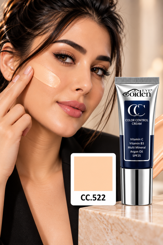 سی سی کرم گلدن آی SPF 25 حجم ۳۰ میلی لیتر با بستهبندی سرمهای و نقرهای، حاوی ویتامین سی، ویتامین ب۳ و روغن آرگان، فروشگاه نوژابیوتی