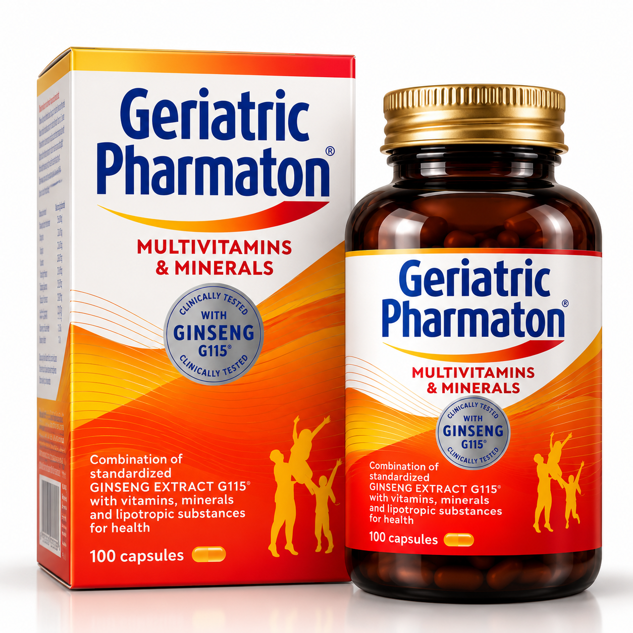 بطری قرص مولتی‌ویتامین و مینرال فارماتون جریاتریک حاوی جینسینگ جی۱۱۵ بسته ۱۰۰ عددی، فروشگاه نوژابیوتی