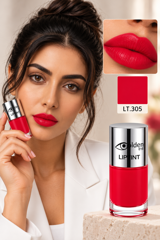تینت لب و گونه گلدن آی ایتالیا با بستهبندی شیشهای و درب نقرهای، فروشگاه نوژابیوتی