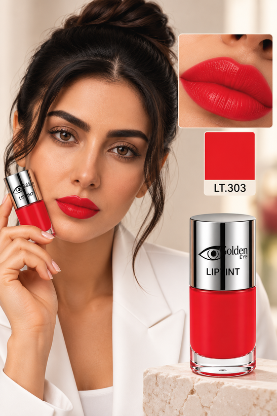 تینت لب و گونه گلدن آی ایتالیا با بستهبندی شیشهای و درب نقرهای، فروشگاه نوژابیوتی