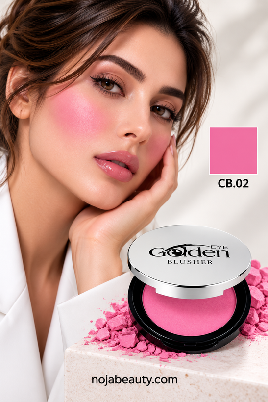 رژگونه گلدن آی ایتالیا با بستهبندی گرد و درپوش نقرهای، فروشگاه نوژابیوتی