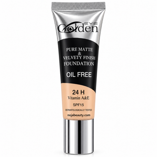 کرم پودر مات و مخملی فاقد چربی گلدن آی حاوی ویتامین A و E با SPF15